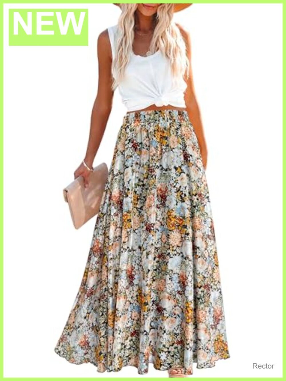Women's Chiffon Floral Maxi Skirt A-Line Long Beach Coverup